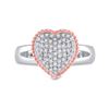 Image 2 : Round Diamond Rope Heart Ring 1/3 Cttw 10KT Two-tone Gold