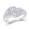 Diamond Cluster Bridal Wedding Engagement Ring 1/2 Cttw 10KT White Gold