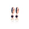 Genuine 6.65 ctw Sapphire & Pearl Earrings 14KT Rose Gold - REF-56W2Y