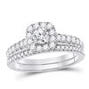 Diamond Bridal Wedding Ring Band Set 1 Cttw 14KT White Gold