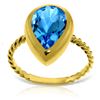 Genuine 4 ctw Blue Topaz Ring 14KT Yellow Gold - REF-42V6W