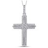 Image 1 : Round Diamond Cross Charm Pendant 1/5 Cttw 10KT White Gold
