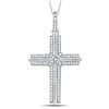 Image 2 : Round Diamond Cross Charm Pendant 1/5 Cttw 10KT White Gold