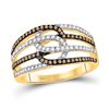 Image 1 : Round Brown Diamond Linked Loop Band Ring 1/2 Cttw 10KT Yellow Gold
