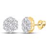 Image 1 : Round Diamond Flower Cluster Earrings 1/10 Cttw 10KT Yellow Gold