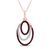 Image 1 : Round Red Color Enhanced Diamond Oval Pendant 1/4 Cttw 10KT Rose Gold