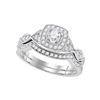 Diamond Bridal Wedding Ring Band Set 3/4 Cttw 14KT White Gold