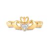 Image 2 : Round Diamond Claddagh Heart Ring .02 Cttw 10KT Yellow Gold