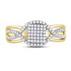 Image 2 : Round Diamond Rectangle Twist Cluster Ring 1/4 Cttw 10KT Yellow Gold