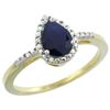 Image 1 : 0.85 CTW Blue Sapphire & Diamond Ring 10K Yellow Gold - REF-25A6X