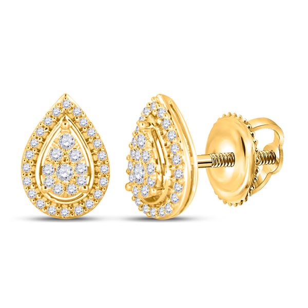 Round Diamond Teardrop Earrings 1/2 Cttw 14KT Yellow Gold