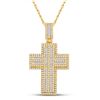 Image 1 : Round Diamond Cross Charm Pendant 3-1/4 Cttw 10KT Yellow Gold