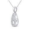 Image 2 : Round Diamond Moving Twinkle 2-Stone Teardrop Pendant 1/2 Cttw 10KT White Gold