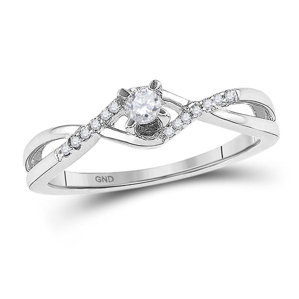 Diamond Solitaire Twist Bridal Wedding Engagement Ring 1/6 Cttw 10KT White Gold