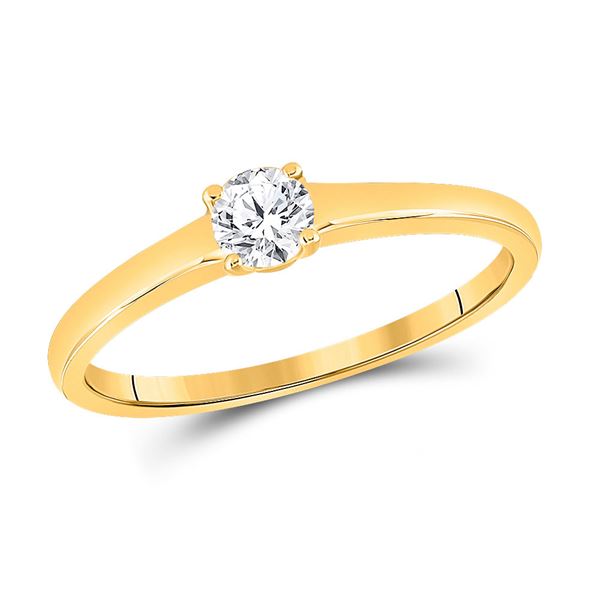 Round Diamond Solitaire Bridal Wedding Engagement Ring 1/4 Cttw 14KT Yellow Gold