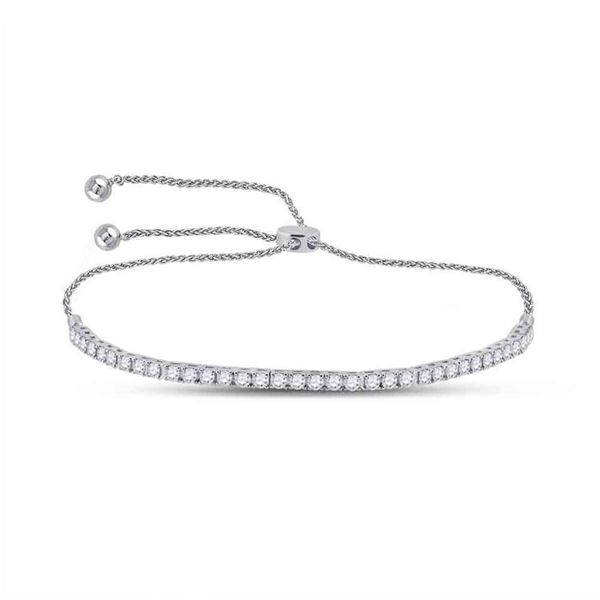 Round Diamond Bolo Bracelet 2 Cttw 14KT White Gold