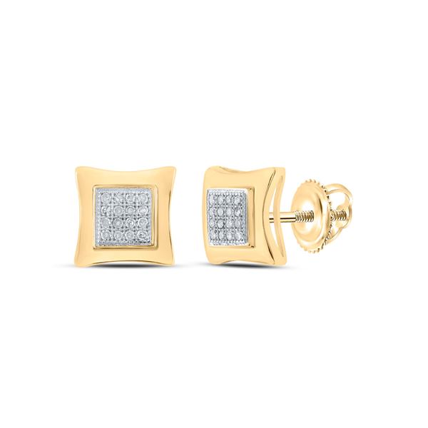 Round Diamond Kite Square Earrings 1/10 Cttw 10KT Yellow Gold