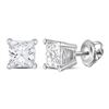 Image 1 : Princess Diamond Solitaire Stud Earrings 1 Cttw 14KT White Gold