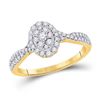 Image 1 : Round Diamond Oval Cluster Ring 1/2 Cttw 10KT Yellow Gold