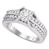Diamond Cluster Bridal Wedding Engagement Ring 5/8 Cttw 14KT White Gold