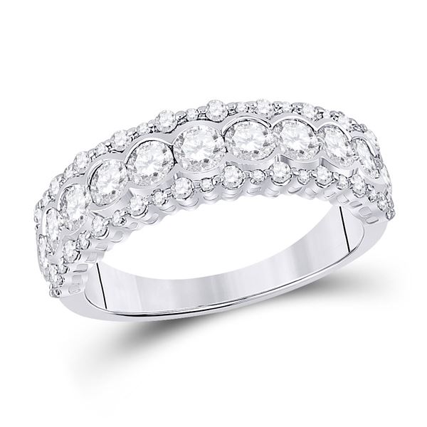 Round Diamond Cocktail Anniversary Ring 1-1/2 Cttw 10KT White Gold