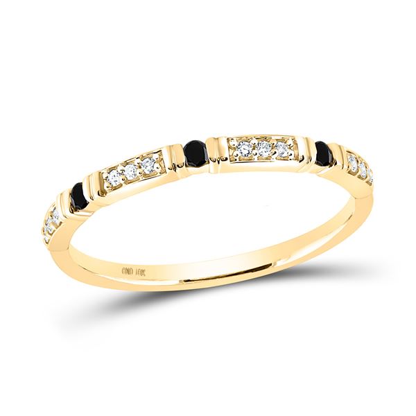 Round Black Color Enhanced Diamond Band Ring 1/10 Cttw 10KT Yellow Gold