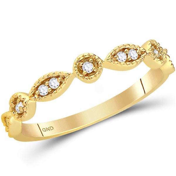 Round Diamond Classic Stackable Band Ring 1/10 Cttw 14KT Yellow Gold