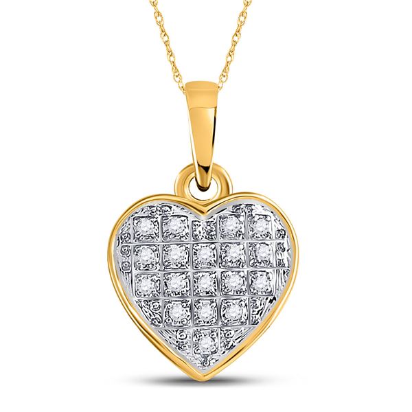Round Diamond Heart Pendant 1/20 Cttw 10KT Yellow Gold