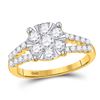 Image 1 : Round Diamond Flower Cluster Ring 1 Cttw 14KT Yellow Gold