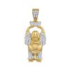 Round Diamond Laughing Buddha Hotei Charm Pendant 1/3 Cttw 10KT Yellow Gold