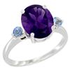 2.64 CTW Amethyst & Blue Sapphire Ring 14K White Gold - REF-32N3Y