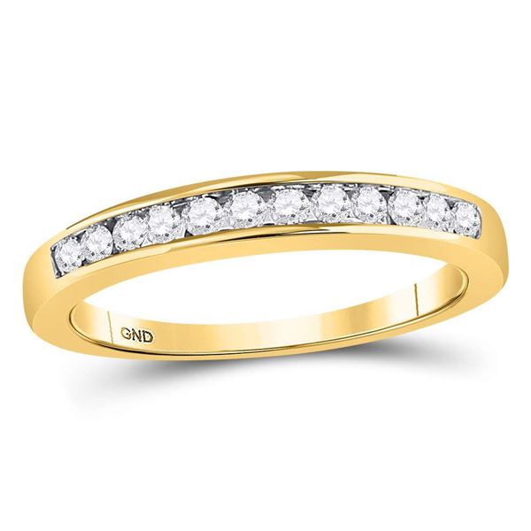 Round Channel-set Diamond Single Row Wedding Band 1/4 Cttw 14KT Yellow Gold