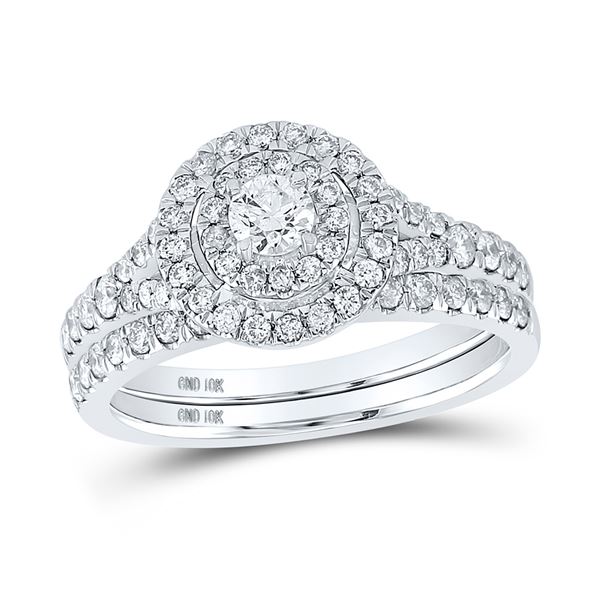 Diamond Bridal Wedding Ring Band Set 1 Cttw 10KT White Gold