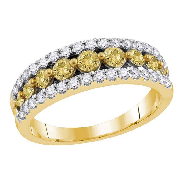 Round Yellow Color Enhanced Diamond Band Ring 1/2 Cttw 14KT Yellow Gold
