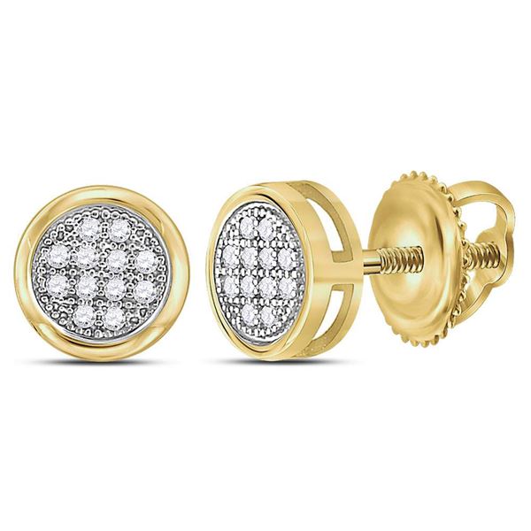 Round Diamond Circle Cluster Earrings 1/20 Cttw 10KT Yellow Gold