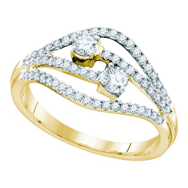 Diamond 2-stone Bridal Wedding Engagement Ring 1/2 Cttw 14KT Yellow Gold