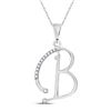 Round Diamond B Initial Letter Pendant 1/12 Cttw 10KT White Gold