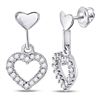 Image 1 : Round Diamond Small Heart Dangle Earrings 1/5 Cttw 10KT White Gold