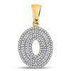 Image 1 : Round Diamond Letter O Bubble Initial Charm Pendant 5/8 Cttw 10KT Yellow Gold