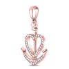 Image 2 : Round Diamond Heart Anchor Pendant 1/8 Cttw 14KT Rose Gold