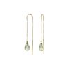 Genuine 4.5 ctw Green Amethyst Earrings 14KT Yellow Gold - REF-20Y4F