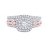 Image 2 : Diamond Bridal Wedding Ring Band Set 1 Cttw 14KT Two-tone Gold