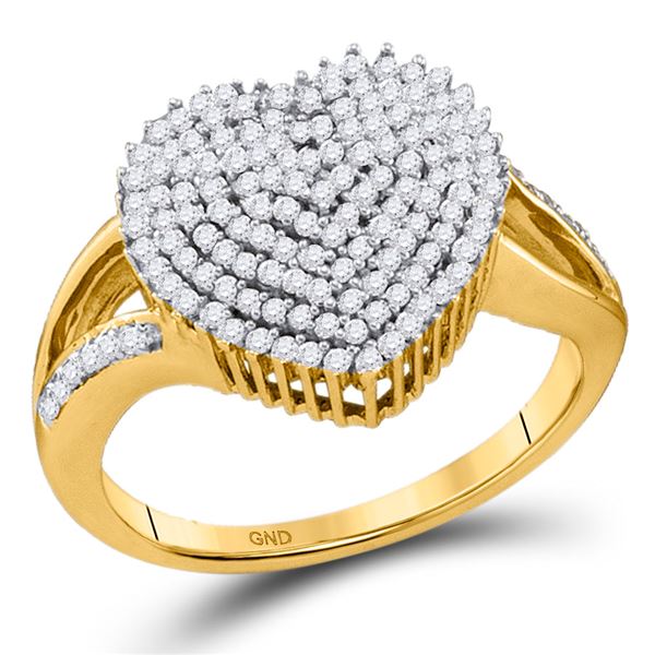 Round Diamond Heart Cluster Ring 1/2 Cttw 10KT Yellow Gold