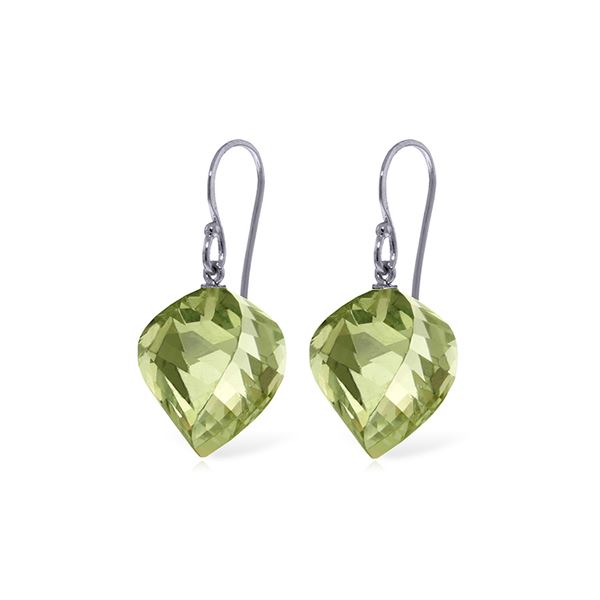 Genuine 26 ctw Green Amethyst Earrings 14KT White Gold - REF-42R2P
