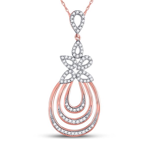 Round Diamond Nested Teardrop Pendant 1/4 Cttw 10KT Rose Gold