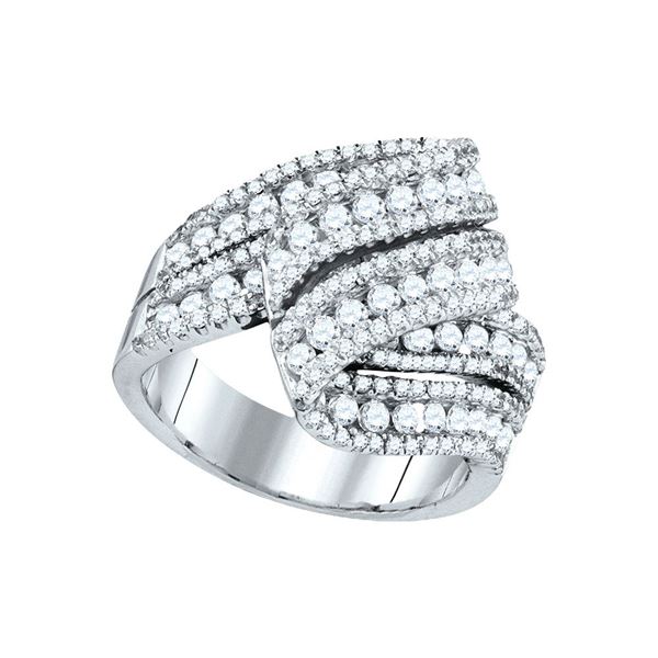 Round Diamond Fold Over Fashion Ring 2 Cttw 14KT White Gold