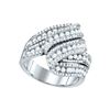 Image 1 : Round Diamond Fold Over Fashion Ring 2 Cttw 14KT White Gold