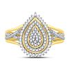 Image 2 : Round Diamond Concentric Teardrop Cluster Ring 1/4 Cttw 10KT Yellow Gold