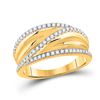 Image 1 : Round Diamond Crossover Fashion Ring 1/3 Cttw 10KT Yellow Gold