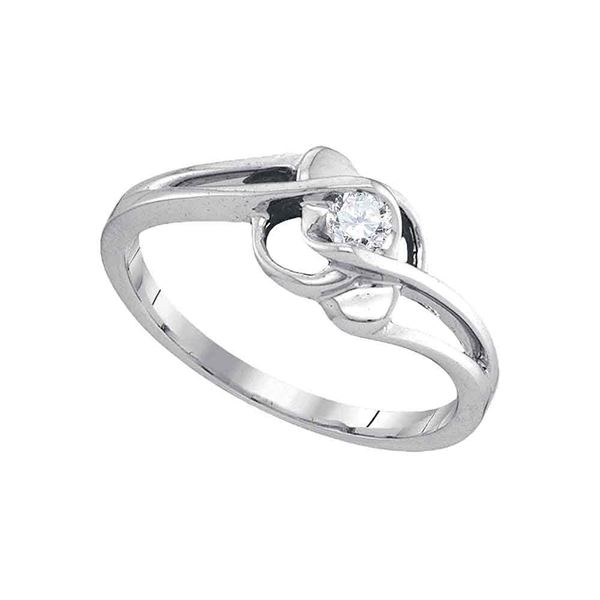 Round Diamond Solitaire Promise Ring 1/6 Cttw 10KT White Gold